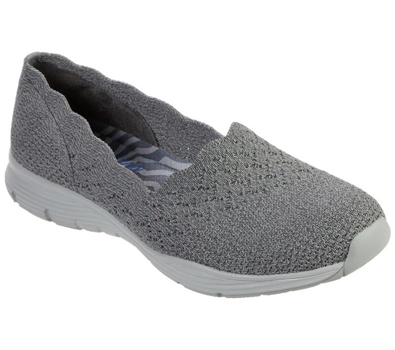 Skechers Seager - Stat - Womens Flats Shoes Deep Grey [AU-UK3319]